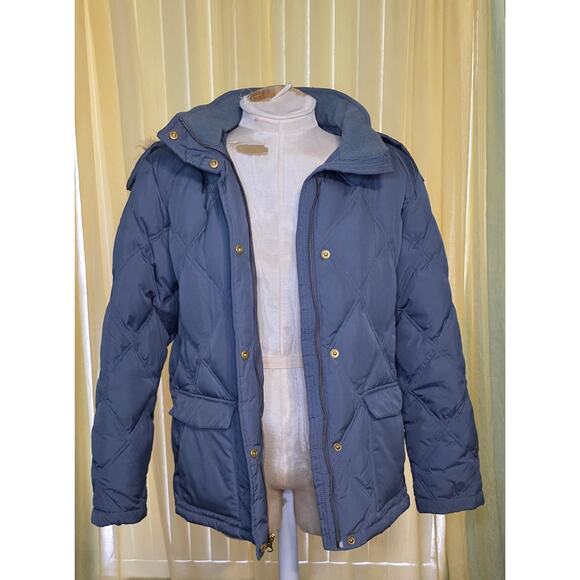 Land’s End  Goose Down Puffer Jacket Large 14-16 Gray Quilted Full Zip - Picture 2 of 10